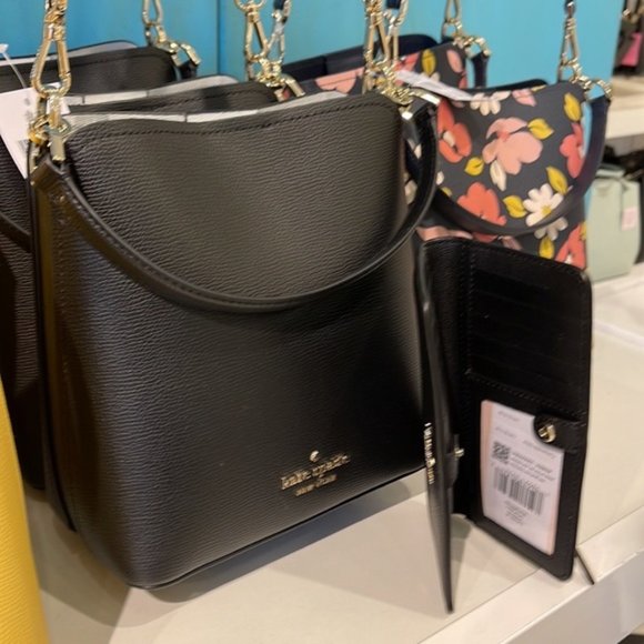 Kate Spade Darcy Small Bucket Bag & Darcy Large Slim Bifold Wallet Black - Picture 6 of 11